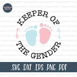 Keeper of the Gender SVG, Gender Reveal SVG, Anúncio de Gravidez SVG, Baby Footprint, Pink ou Blue Svg, Arquivo de corte para Cricut Silhouette