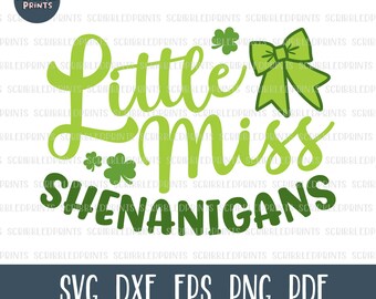 Little Miss Shenanigans SVG, St Patricks Day SVG, Shamrock SVG, St Paddys Day for Girls, Lucky Clover, Layered Cut File Cricut Silhouette