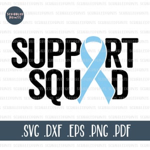 Support Squad SVG, Prostaatkanker Awareness SVG, Lichtblauw Lint SVG, Kanker Lint Svg, Awareness Ribbon, Cut File voor Cricut Silhouette