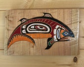 9.5 x 5.75 Salmon Panel Carving.