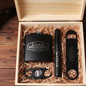 Groomsmen Gift Set, Groomsman Gift Box, Groomsmen Proposal, Best Man Gift, Christmas Gifts Box, Wooden Gift Box, Groom Usher Gift Box Set