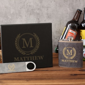 Groomsmen Gifts Personalized Flask Set with Box, Groomsmen Gift Set, Groomsmen Proposal