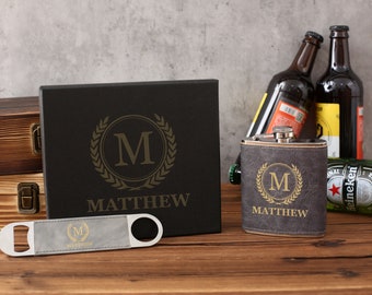 Groomsmen Gifts Personalized Flask Set with Box, Groomsmen Gift Set, Groomsmen Proposal