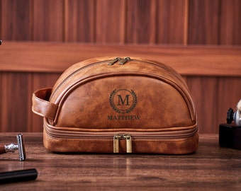 Personalized Shaving Kit Groomsmen Toiletry Bag PU Leather Dopp Kit Wedding Groom Travel Husband Father Brother Boyfriend Gift For Him