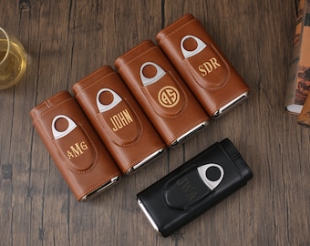 Personligt cigarrfodral med kniv, present till marskalken, present till best man, present till cigarrökare, cigarrresefodral, cigarrhållare till marskalken