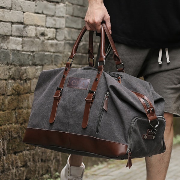 Gepersonaliseerde groomsmen geschenken, weekend vlucht tas met schoen pouch, reizen duffel tas, kerstcadeaus voor hem, PU Canvas Holdall beste man geschenken