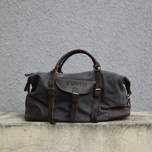 Personalisierte Reisetasche für Männer, Groomsmen Geschenke, Weekender Tasche, Trauzeuge Taschen, Weekender Tasche, Geschenke für Ihn, Segeltuch und Leder Reisetasche