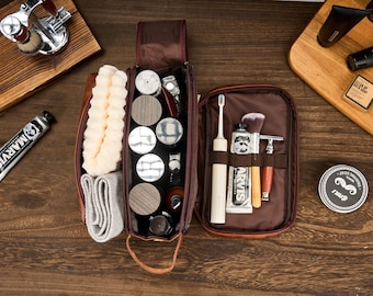 Neceser personalizado de piel sintética, regalos personalizados para padrinos de boda, neceser de viaje grabado, bolsa de piel impermeable, regalos para el Día del Padre.
