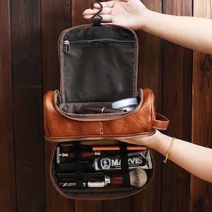Trousse de toilette suspendue en cuir personnalisée, cadeaux de garçons d'honneur, trousse de toilette en cuir PU, cadeau de Noël