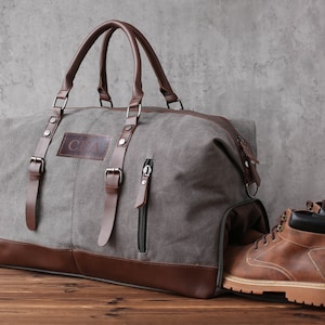 Personalisierte Reisetasche mit Platz für Schuhe, Geschenke für Männer, Gepäcktasche, Reisetasche, Weekender-Tasche, Vatertagsgeschenk, Canvas- und PU-Reisetasche