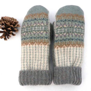 Handmade Mittens of Upcycled Wool - Size Small