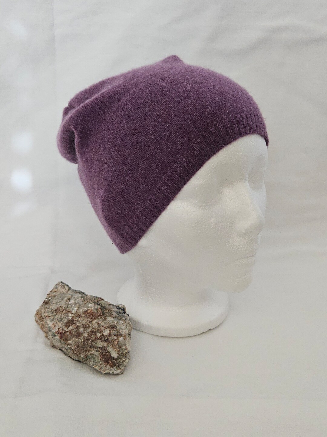 Handmade Cashmere Beanie Hat Purple Etsy