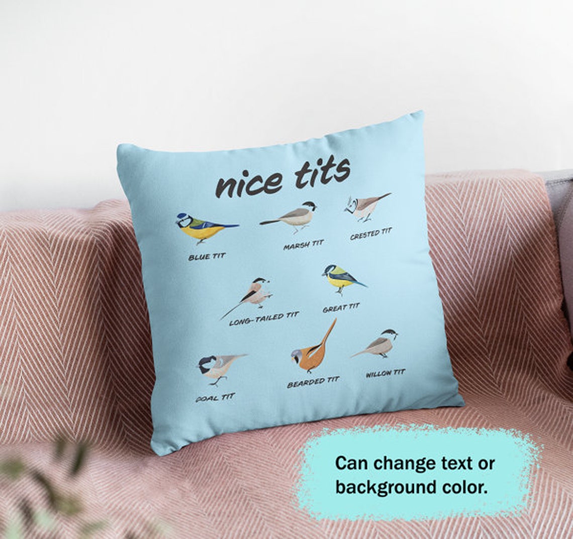 Birds Nice Tits Pillow Birds Watching Pillow Cover Polyester | Etsy