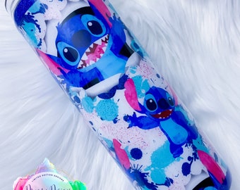 Stitch Inspired Tumbler, Handmade Custom Water Bottle or Tumbler
