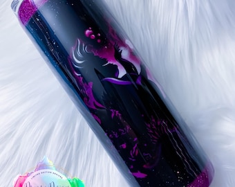 Ursula Inspired Glitter Tumbler, Custom Water Bottle or Tumbler