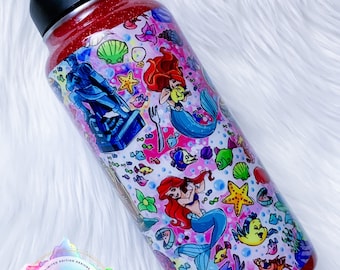 Little Mermaid Inspired Cup, Custom Water Bottle or Tumbler