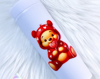Ready to Ship, 16oz Custom Plastic Tumbler with matching straw, Winnie the Pooh Inspired Cup, Birthday Gift, Christmas Gift, Valentines
