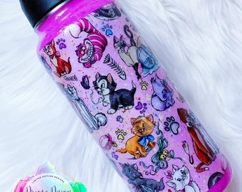 Disney Cat Inspired Tumbler, Custom Water Bottle or Tumbler
