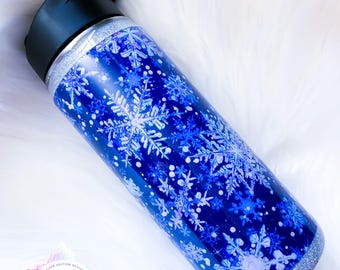 Snowflake Tumbler, Custom Water Bottle or Tumbler