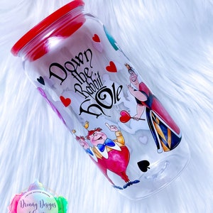 Ready to Ship, 16oz Custom Cup Acrylic, Alice in Wonderland Inspired Cup, Birthday Gift, Christmas Gift, Coffee Cup