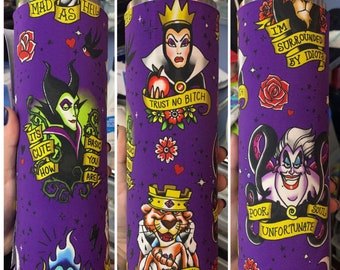 Villains Glitter Tumbler, Custom Water Bottle or Tumbler