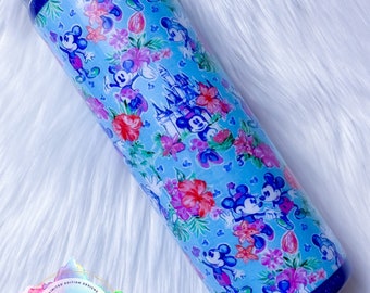 Floral Mickey Mouse Custom Water Bottle or Tumbler