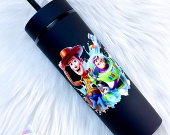 Ready to Ship, 16oz Custom Plastic Tumbler with matching straw, Toy Story Inspired Cup, Birthday Gift, Christmas Gift, Valentines