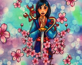 Mulan Inspired Tumbler, Glitter Edges, Custom Water Bottle or Tumbler