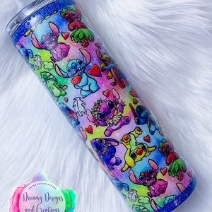 Stitch Inspired Neon Cup, Unique Gift, Christmas Gift, Mother's Day Gift, Custom Cup, Custom Tumbler, Custom Water Bottle, Birthday Gift