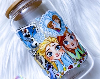 Ready to Ship, 16oz Custom Cup, Choice of Glass or Acrylic, Frozen Inspired Cup, Birthday Gift, Christmas Gift, Coffee Cup