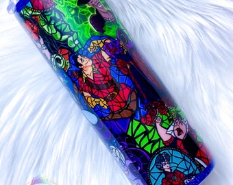 Stained Glass Villains Tumbler, Custom Water Bottle or Tumbler