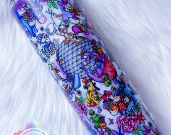 Epcot Flower & Friends Tumbler, Glitter Edges, Custom Water Bottle or Tumbler