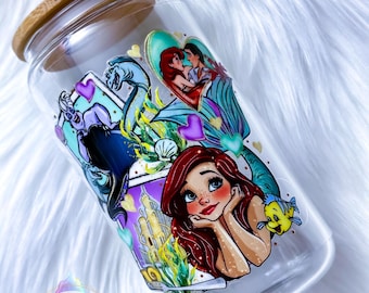 Little Mermaid Inspired Cup, 16oz Custom Cup, Choice of Glass or Acrylic