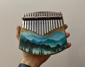 Hand decorated kalimba, gifts for musicians, landscape design, small instrument, sound healing, musical accessory