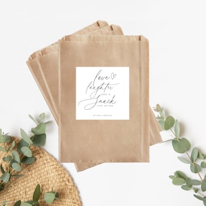 Love laughter and a snack for after wedding favor label cute wedding label personalized wedding favor
