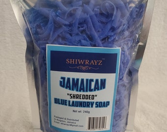 Shiwrayz Jamaican Shredded Blue Laundry Soap, Shredded Cake Soap- Soap Flakes-makes your white clothes whiter- 240G- 1Pk.