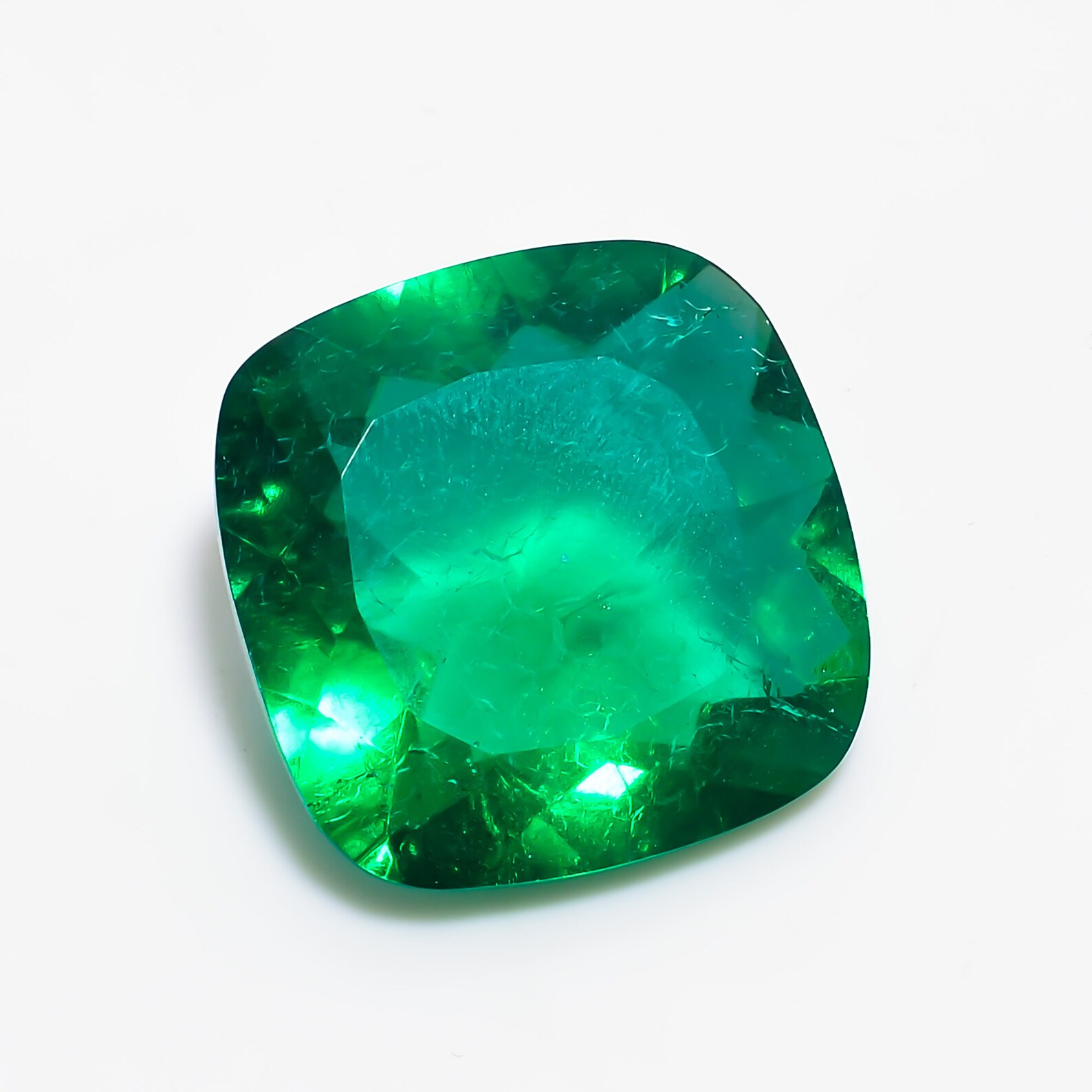 Outstanding Lab Created Emerald Cushion Shape Cut Stone Loose Etsy