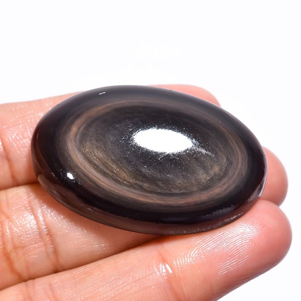 67.5 Ct.  Natural Rainbow Eye Obsidian Cabochon Pendants Oval Shape Cabochon Loose Gemstone For Making Jewelry 40X25X9 mm D-4986