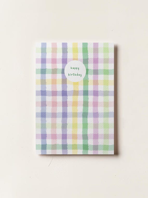 Rainbow Checkerboard Birthday Card