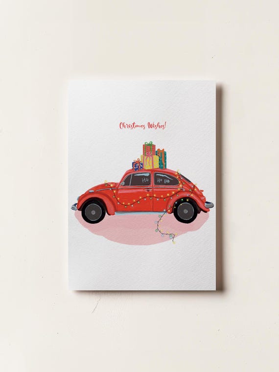 Christmas Wishes Red Car Card