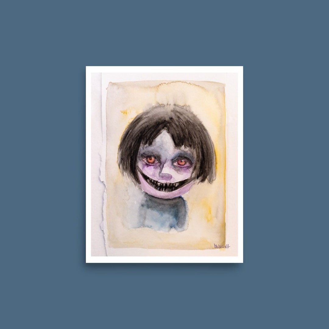 Creepy Kid Scary Watercolour Art Print Creepy Poster Etsy