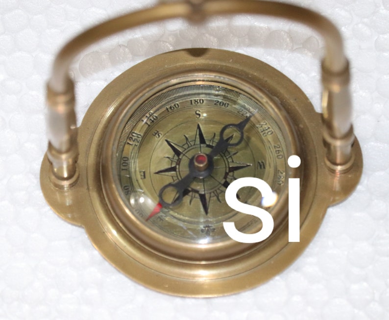 Antique Nautical Wheel Anchor Brass Table Top Decor Clock with Compass