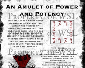 Amulet of Power & Potency Grimoire Page PDF