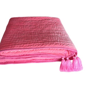 Baby Pink Velvet Quilt Velvet Blanket Queen Quilt Throw Baby Pink ...