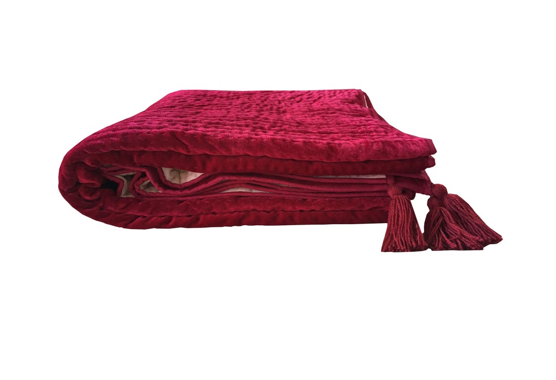 Deep Red Velvet Quilt Queen Quilt Velvet Comforter Red King Size Quilt