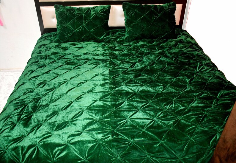 Emerald Green Velvet Quilt Emerald Green Luxury Comforter Etsy
