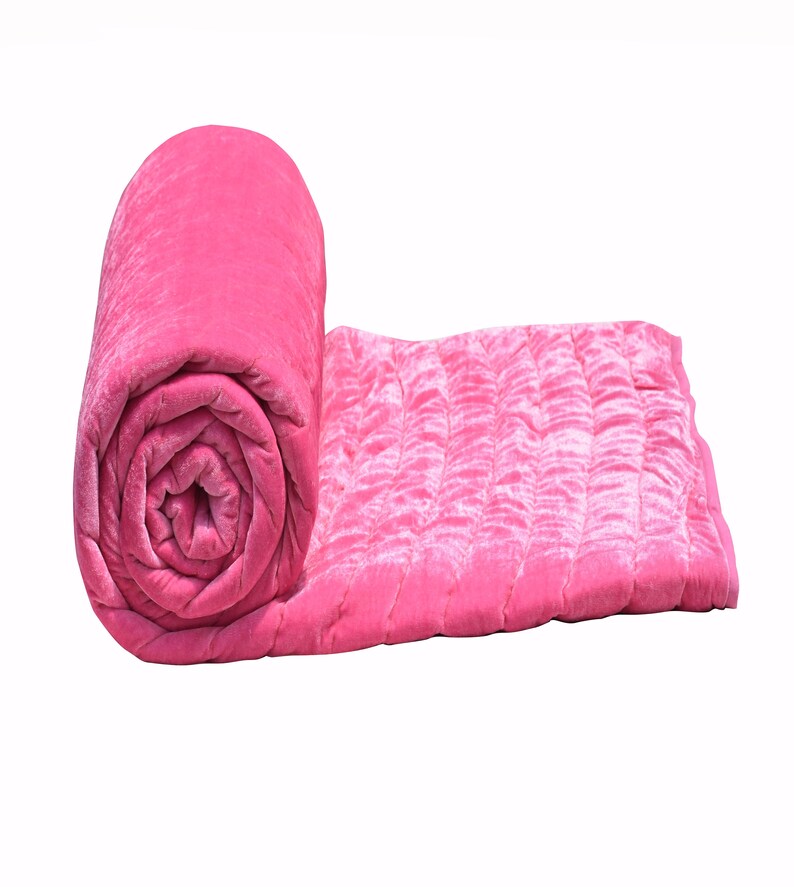 Baby Pink Velvet Quilt Handmade Quilt Homemade Quilts Twin Etsy