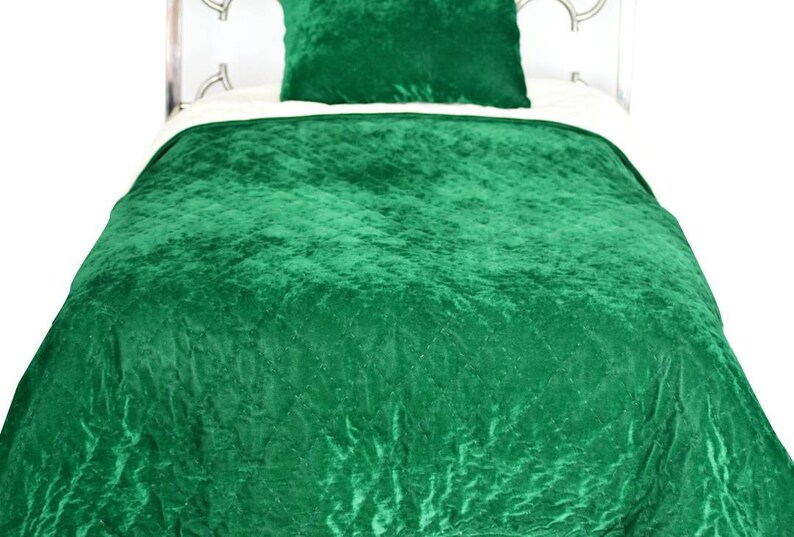 Dark Green Velvet Quilt Queen Quilt Velvet Comforter King Size Etsy