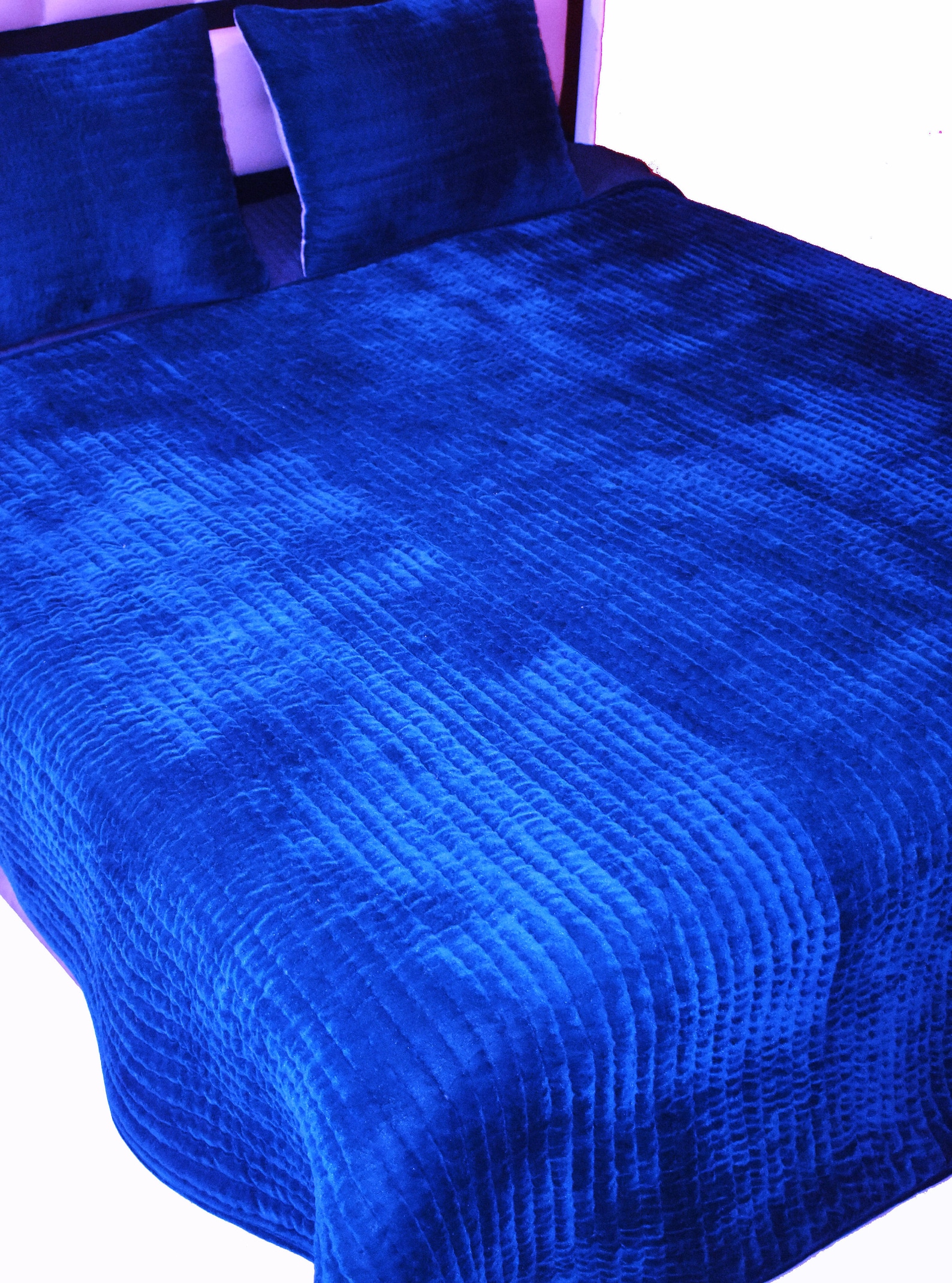Royal Blue Velvet Quilt Velvet and Cotton Quilt Royal Blue Etsy