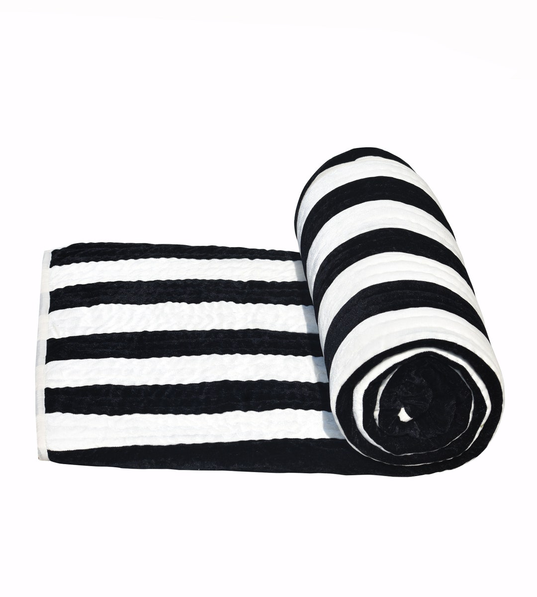 Black White Striped Velvet Quilt King Velvet Quilted Throw Patchwork